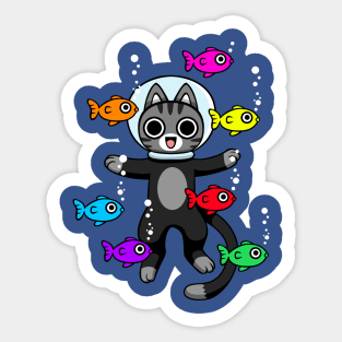 Cat snorkeling Sticker